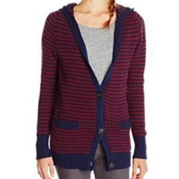 NWT Roxy Striped Cardigan Hoodie Sweater Jacket Coat Woven Small warm - Picture 3 of 6